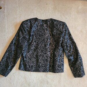 Koret 80s vintage velvet floral trim crop jacket blazer black 10